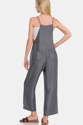Zenana Washed Adjustable Strap Wide Leg Denim Overalls - Trendy, Comfortable & Versatile